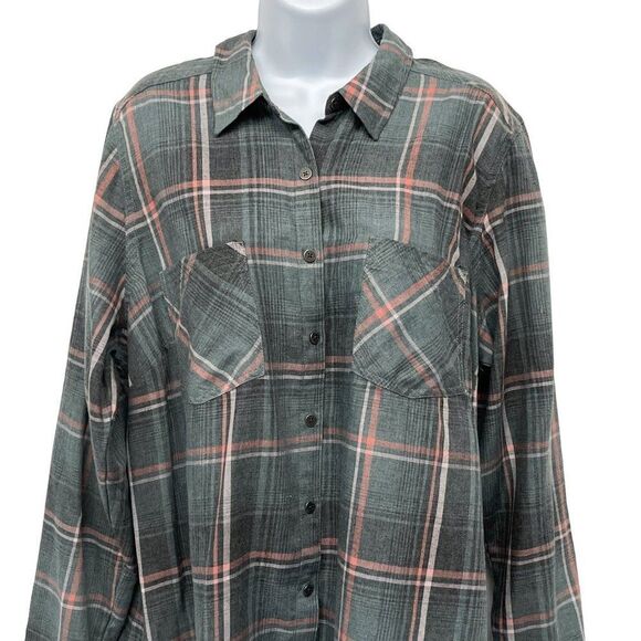 2/$30 Maurices Distressed Plaid Long Sleeve Button Up Lightweight Shirt Top 1 - Picture 4 of 9